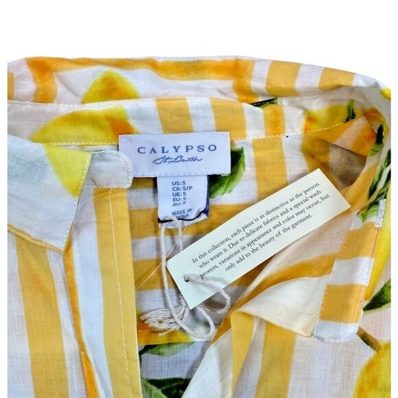 Calypso St. Barth Lemon Button Up Shirt Women's Size Small - Resort -Summer -New - Picture 2 of 7